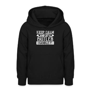Butler Laisser un majordome le gérer - Sweat à capuche Ado - noir - Devant - AI Model Teenager Male light (155cm)