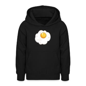 Œufs au plat - Sweat à capuche Ado - noir - Devant - AI Model Teenager Male light (155cm)