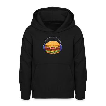 Burger DJ Music - Teen Hoodie - black - Front - AI Model Teenager Male light (155cm)