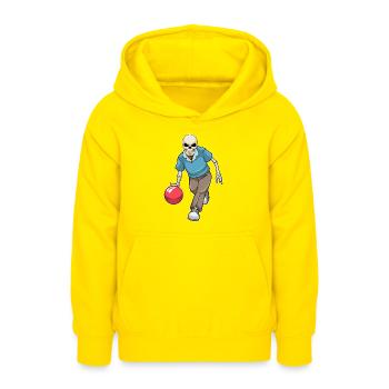 Boule de bowling squelette - Sweat à capuche Ado - jaune - Devant - AI Model Teenager Male dark (155cm)