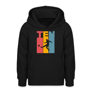 Fußball 10 Jahre Kinder Kindergeburtstag - Teenager Hoodie - Schwarz - Vorne - AI Model Teenager Male light (155cm)