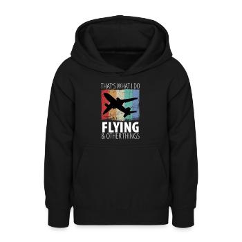 Pilot Flugzeugpilot Flugzeug Flugbegleiter Vintage - Teenager Hoodie - Schwarz - Vorne - AI Model Teenager Male light (155cm)