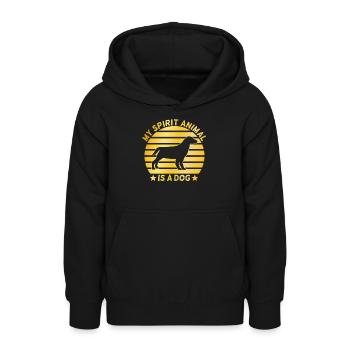 Propriétaire de chien dicton - Sweat à capuche Ado - noir - Devant - AI Model Teenager Male light (155cm)