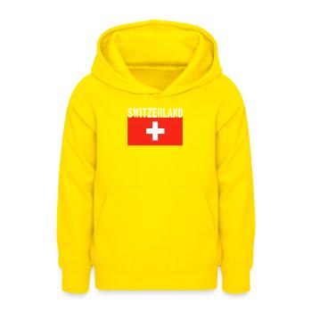 Schweiz Flagge - Teenager Hoodie - Gelb - Vorne - AI Model Teenager Male dark (155cm)