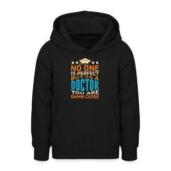Doctor 2022 almost perfect Doctorate Dissertation - Teen Hoodie - black - Front - AI Model Teenager Male light (155cm)