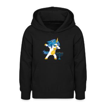 Rainbow Unicorn Yev Menorah Happy Hanukkah - Teen Hoodie - black - Front - AI Model Teenager Male light (155cm)