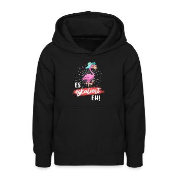 Party Spruch es eskaliert eh Party Flamingo - Teenager Hoodie - Schwarz - Vorne - AI Model Teenager Male light (155cm)