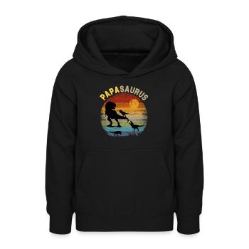 Papasaurus 3 Kinder - Retro Vintage Sonnenuntergang - Teenager Hoodie - Schwarz - Vorne - AI Model Teenager Male light (155cm)