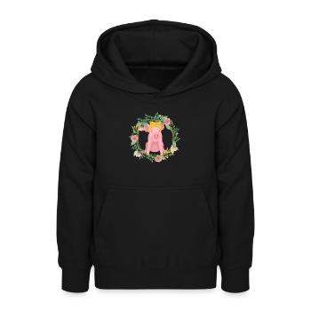 Pig - Teen Hoodie - black - Front - AI Model Teenager Male light (155cm)