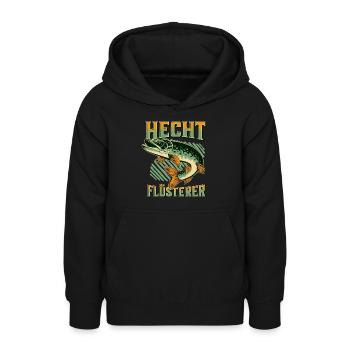 Hecht Flüsterer Angler Hechte Angeln - Teenager Hoodie - Schwarz - Vorne - AI Model Teenager Male light (155cm)