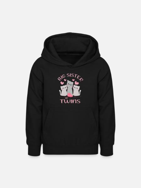 Storesøster til tvillinger katte forfremmet til storesøster - Teeneager hoodie - sort