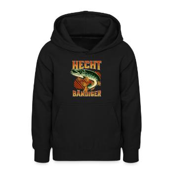 Hechte Angeln "Hecht Bändiger" für Hecht Angler - Teenager Hoodie - Schwarz - Vorne - AI Model Teenager Male light (155cm)