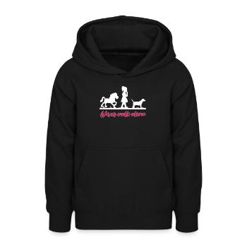 Pferd Hund Reiterin Pferde Mädchen - Teenager Hoodie - Schwarz - Vorne - AI Model Teenager Male light (155cm)