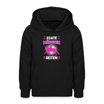 Pferde Mädchen Echte Mädchen Reiten - Teenager Hoodie - Schwarz - Vorne - AI Model Teenager Male light (155cm)