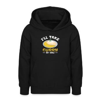 Curry Cuisine sud-asiatique Indian FoodIe - Sweat à capuche Ado - noir - Devant - AI Model Teenager Male light (155cm)