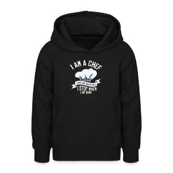 Chef Cuisine Repas Chefs culinaires - Sweat à capuche Ado - noir - Devant - AI Model Teenager Male light (155cm)