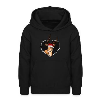 Antilope fissurée avec trou de capuchon de Noël - Sweat à capuche Ado - noir - Devant - AI Model Teenager Male light (155cm)