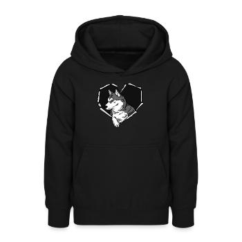 Husky Crack Torn Hole Heart Dog - Sweat à capuche Ado - noir - Devant - AI Model Teenager Male light (155cm)