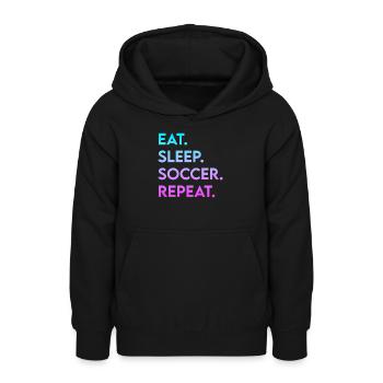 eat sleep soccer repeat - Teenager Hoodie - Schwarz - Vorne - AI Model Teenager Male light (155cm)