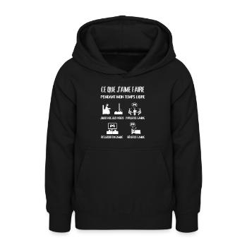 temps libre gaming humour gamer ado homme cadeau - Sweat à capuche Ado - noir - Devant - AI Model Teenager Male light (155cm)