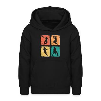 Basketball féminin vintage - Sweat à capuche Ado - noir - Devant - AI Model Teenager Male light (155cm)