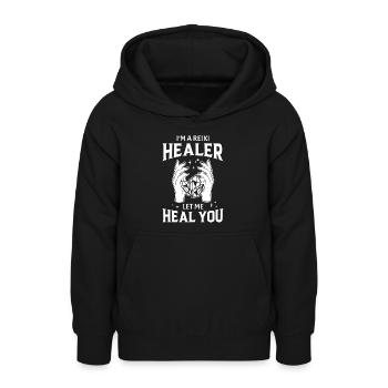 Médecine Reiki Guérisseur Énergie Positive - Sweat à capuche Ado - noir - Devant - AI Model Teenager Male light (155cm)