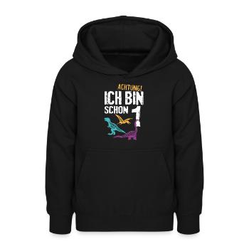 1. Geburtstag Dinosaurier 1 Jahr Dino Kinder - Teenager Hoodie - Schwarz - Vorne - AI Model Teenager Male light (155cm)