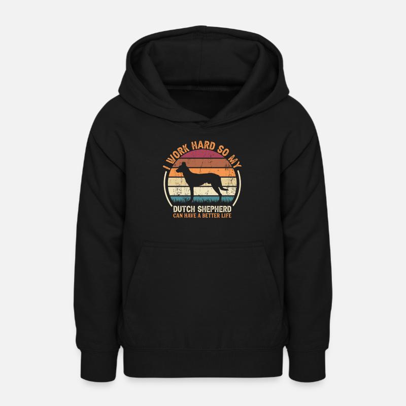Travail acharné - Retro Dutch Shepherd - Sweat à capuche Ado - noir