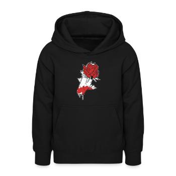 Esthétique Dark Pattern Main Saignement Tenant Rose - Sweat à capuche Ado - noir - Devant - AI Model Teenager Male light (155cm)