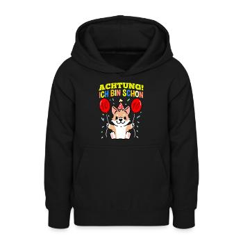 Achtung Ich Bin Schon 10 Tier Geburtstag Corgi - Teenager Hoodie - Schwarz - Vorne - AI Model Teenager Male light (155cm)