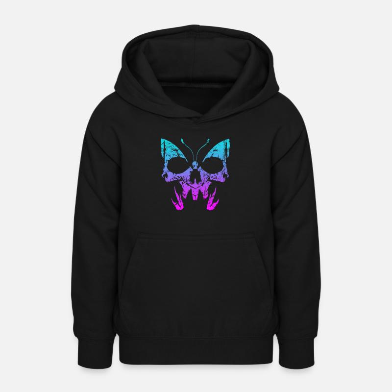Squelette d’os du crâne de papillon gothique - Sweat à capuche Ado - noir