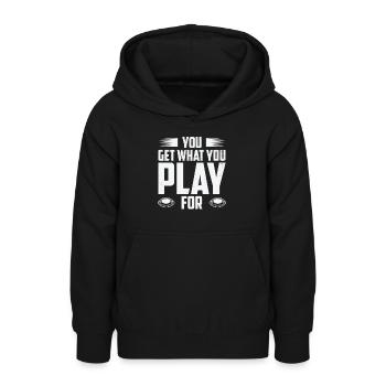 Football Vous obtenez ce que vous jouez pour le sport - Sweat à capuche Ado - noir - Devant - AI Model Teenager Male light (155cm)