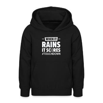 Football Quand il pleut, il marque ses points - Sweat à capuche Ado - noir - Devant - AI Model Teenager Male light (155cm)