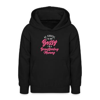 Silent Bossy Mère allaitante normalisée - Sweat à capuche Ado - noir - Devant - AI Model Teenager Male light (155cm)