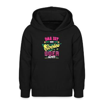 années quatre-vingt-dix - Sweat à capuche Ado - noir - Devant - AI Model Teenager Male light (155cm)