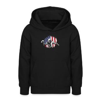 Football américain Drapeau Sports patriotiques - Sweat à capuche Ado - noir - Devant - AI Model Teenager Male light (155cm)