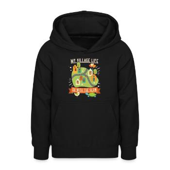 Vie de village, vie à la campagne, drôle de dicton slow-life - Sweat à capuche Ado - noir - Devant - AI Model Teenager Male light (155cm)