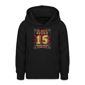 15ème anniversaire 15 ans vintage rétro fun anniversaire - Sweat à capuche Ado - noir - Devant - AI Model Teenager Male light (155cm)