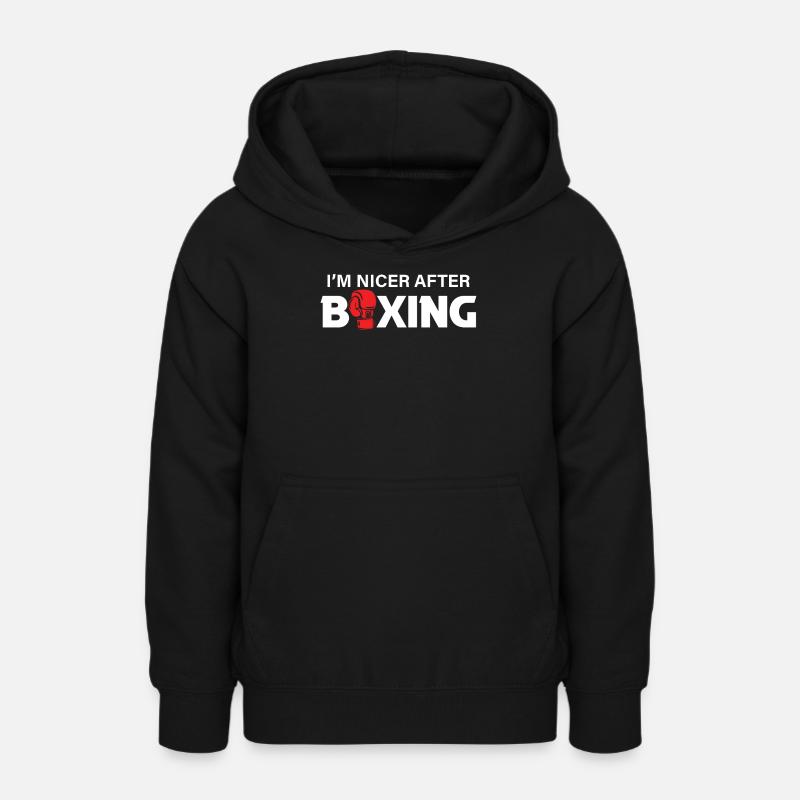 Boxe Kickboxing - Je suis plus gentil après la boxe - Sweat à capuche Ado - noir