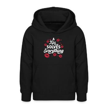 Problem Kissing Solution Relationship Partners - Teen Hoodie - black - Front - AI Model Teenager Male light (155cm)