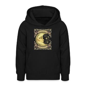 Moon-Child, Crescent, Boho Vintage, Victorien - Sweat à capuche Ado - noir - Devant - AI Model Teenager Male light (155cm)