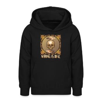 Occulte, Crâne, Magie, Alchimie Style Vintage - Sweat à capuche Ado - noir - Devant - AI Model Teenager Male light (155cm)