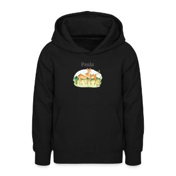 Waldtier Reh Blumen Name Paula - Teenager Hoodie - Schwarz - Vorne - AI Model Teenager Male light (155cm)