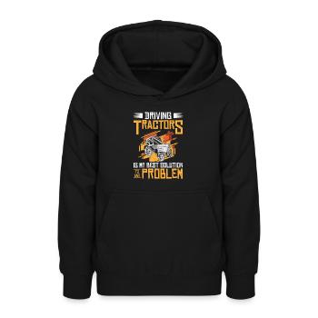 Problem Solution Tractor Farming Agriculture - Teen Hoodie - black - Front - AI Model Teenager Male light (155cm)