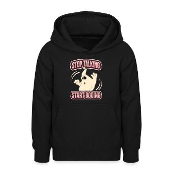 Drôle de fantôme, disant style de bande dessinée d’Halloween - Sweat à capuche Ado - noir - Devant - AI Model Teenager Male light (155cm)