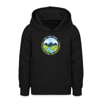 Hiking, mountain hiking, trekking, trekking design - Teen Hoodie - black - Front - AI Model Teenager Male light (155cm)