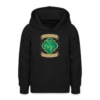 Yoga, Paix, Le Pouvoir de la Paix, Dire - Sweat à capuche Ado - noir - Devant - AI Model Teenager Male light (155cm)