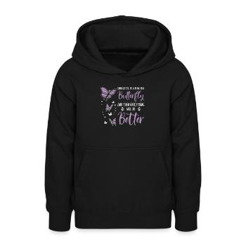 Papillon céleste mystique - Sweat à capuche Ado - noir - Devant - AI Model Teenager Male light (155cm)