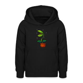 Venus Flytrap Plant - Teen Hoodie - black - Front - AI Model Teenager Male light (155cm)