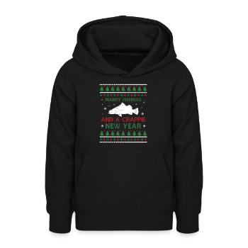Merry Fishmas And A Crappie New Year - Saying Ugly - Teenager Hoodie - Schwarz - Vorne - AI Model Teenager Male light (155cm)